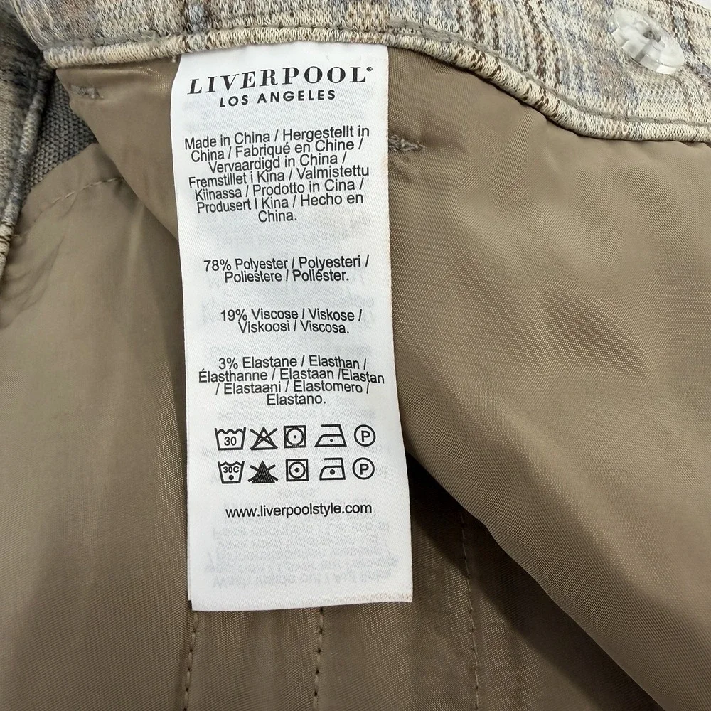 Liverpool Los Angeles Kelsey High Rise Trouser Petite 6/28 Plaid Pants Old Money
